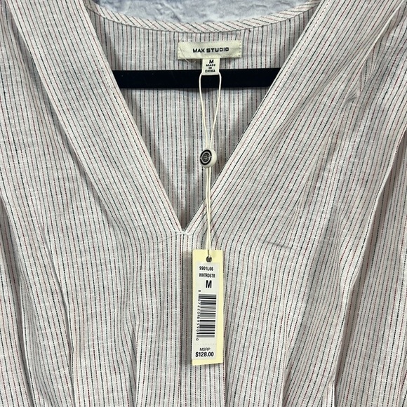 Max Studio Women's Cotton Tie Front Midi Dress | size medium | hi/low hem - Picture 6 of 10